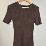 Greige Women's Grey Ribbed Knit Midi‎ Dress Short Sleeve Casual Comfort M Gray Size M Photo 2
