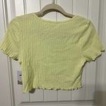 BP Womens Ribbed Knit Top Lettuce Edge Cropped Button Front Yellow Size M Photo 7