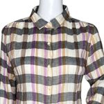 Isabella Sinclair Shirt Womens Small Cream Black Plaid Button Up Campcore Cabin Photo 4