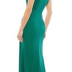 Mac Duggal IEENA FOR  Beaded Cap Sleeve Bateau Column Dress In Emerald Green Photo 1