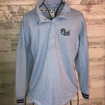 PINK - Victoria's Secret  quarter button up Blue/black Size small sweatshirt PINK‌ Photo 0