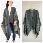BB Dakota Reversible Green Gray Poncho Shawl Wrap One Size Photo 1