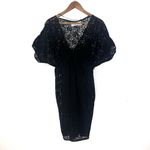 ZARA Black Floral Lace Kimono Style Mini Dress Medium Photo 1