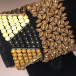 Wooden Beaded Brown Tan Black Stretchy Boho Retro Bracelets Photo 1