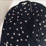 Cooper and Ella 𝅺euc  faux wrap Surplice ikat heart print blouse sz medium Photo 6