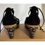 Cabi Navy Isla Blue Wedge Lace Up Espadrilles Aztec Heel Peep Toe 6001 Size 8.5 Photo 7