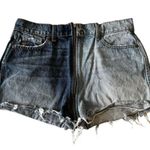 Revice Denim Two Tone Shorts Zipper Detail Made in USA LA Raw Hem Cut Off SZ 32 Photo 2