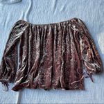 American Eagle  Outfitters Womens Velvet Blouse Pink 3/4 Sleeve Off Shoulder-SM Photo 1