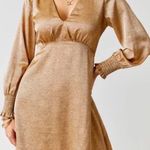 Francesca’s Collection Bronze And Black Dotted Satin Mini Babydoll Dress Size‎ M Gold Size M Photo 0