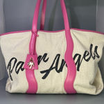 Palm Angels Pink Leather Logo Tote Bag Shoulder Carryall Large Display Model Photo 0