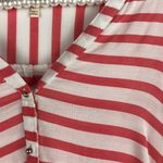 GRAND & GREENE | Reddish Orange and White Striped Women's Top Button Photo 4