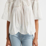 Farm Rio  Off-White Embroidered Short Sleeve Blouse Photo 0