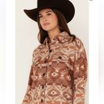 ROCK & ROLL Denim Women’s Southwestern Print Jacquard Shacket Medium Tan Brown Photo 1