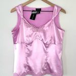 Vintage Y2K Satin Babydoll Tank Top by R.Q.T. Sz M NWT Deadstock Pink Lace Size M Photo 0