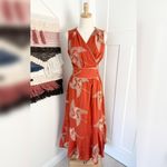 CIEBON Kaiden Floral Embroidered Wrap Dress Terracotta Sz M Orange Size M Photo 1