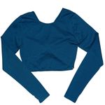 JoyLab EUC  Women's Cropped Seamless Long Sleeve Tee Size Medium teal Blue Photo 1