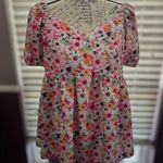 SheIn Floral Print Puff Sleeve Top Photo 0