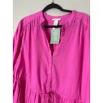 H&M Linen Blend Shirt Dress XL Pink Coastal Beachy Cruise Tie Waist Long Sleeve Photo 1