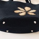 Coldwater Creek Black Sequin Floral Straw Woven Tote Bag Photo 3