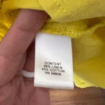 Chelsea and Violet  Linen Dress Size Medium Ruffle Open Back Celery Yellow Sz M New Photo 5