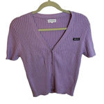 Kendall + Kylie LILAC SHORT SLEEVE RIBBED CARDIGAN Photo 0