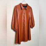 Dolce Cabo Tobacco Brown Vegan Leather Puff Sleeve Mini Dress Size L Size L Photo 4