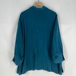 Tianello TENCEL Plus Sized Aida Blouse Button Front Garment Dyed Teal Size 2X Blue Photo 8