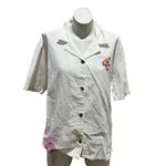 Roxy  x Kate Bosworth Women's M Floral Button-Up Shirt White Vintage Photo 8