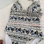 Boden Bow Detail Halter Swimsuit size 8 White Photo 4