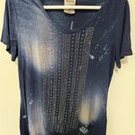 Vocal  Navy and White Studded Short Sleeve Top Photo 0