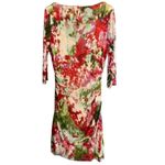 Kay Unger  polyester boat neck half sleeve colorful ruched sides midi dress XL #7 Photo 2