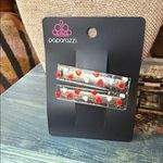 Paparazzi Heart Hair Clips in Red and White Photo 2