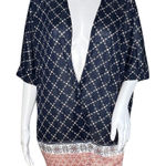 Torrid  Kimono Womens 2X Blue Red Geometric‎ Multi Pattern Boho Bohemian Casual Photo 0