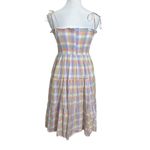 Amanda Uprichard  Emberly Plaid Midi Dress Smocked Women’s Size XS Tie Strap Photo 6