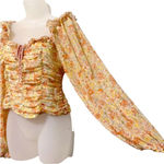 Free People Mabel Printed Blouse floral long Sleeve Boho Top Photo 1