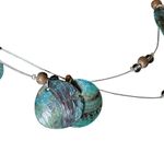 American Vintage Boho Turquoise Multistrand Abalone Shell Illusion Necklace Wire Layered 16-19” Photo 7