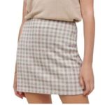 Reformation  Houndstooth Mini Skirt Size 12 Neutral Plaid Photo 0