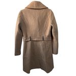 SOIA & KYO Wool Blend Asymmetrical Zip Camel Coat Size Medium Quiet Luxury Photo 2
