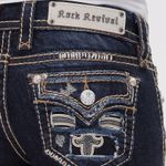 Rock Revival Karla Straight Leg Jeans Distressed Dark Wash Size 25 Photo 2