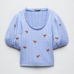 ZARA  | Puff Sleeve Embroidered Blouse Photo 6
