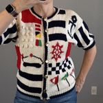 Eagle Eye 80s Vintage Nautical Sailing Short Sleeve Button Cardigan Size M Knit Size M Photo 0