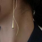 Anthropologie 18K Teardrop Threader Earrings Photo 2