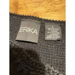 Erika VINTAGE  Vest Size Large Black 100% Leather Suede Crochet Boho Western Photo 4