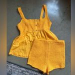 Free People  Larissa yellow smocked short set nwt medium Photo 1