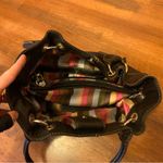 Tignanello Shoulder Bag Black Leather Purse Multi color stripe lining Photo 8