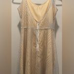 Beige Cream & Silver Glittery Art Deco Patterned Overlay Sleeveless Dress Photo 12