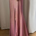 Faviana  Sparkly Metallic Long Jersey Dress With Leg Slit pink 2 Photo 9
