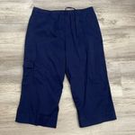 Coldwater Creek Blue Drawstring Waist Pull On Cropped Cargo Pants Size PS Photo 1
