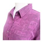 Chico's  Vintage Blouse Women's Size Medium Purple Oriental Pattern Button Front Photo 7