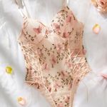 New Delicately Designed Lingerie Bodysuit With Embroidered Butterflies Pink Photo 0